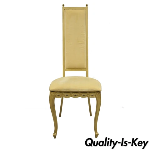 Vtg French Hollywood Regency Style Cast Metal Tall Back Side Chair by Kessler Cover