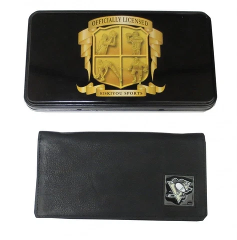 Pittsburgh Penguins Leather Checkbook Cover w/ Tin Cover