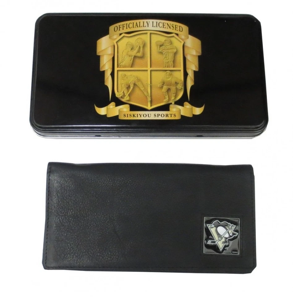 Pittsburgh Penguins Leather Checkbook Cover w/ Tin - Image 1 of 1