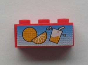 LEGO Red Brick 1x3 Orange Juice Glass Sticker 3622pb009 Set 6561 Hot Rod Club - Picture 1 of 1