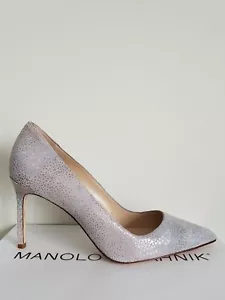 MANOLO BLAHNIK BB 90 MM CLASSIC SPECKLE SUEDE WEDDING PUMPS EU 39 I LOVE SHOES - Picture 1 of 6