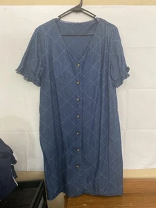 Chambray  Buttoned Down Shift Dress  - Picture 1 of 7
