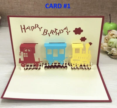 Pop out Greeting cards Birthday, Kids Party 3D New (3 Pack) Sponge Bob Train WOW - Image 1 of 4