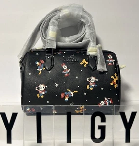 🐼💦 Coach CM894🐼💦 Disney Rowan Satchel Bag Mickey Minnie Duck Black🐼 GB35 - Picture 1 of 9