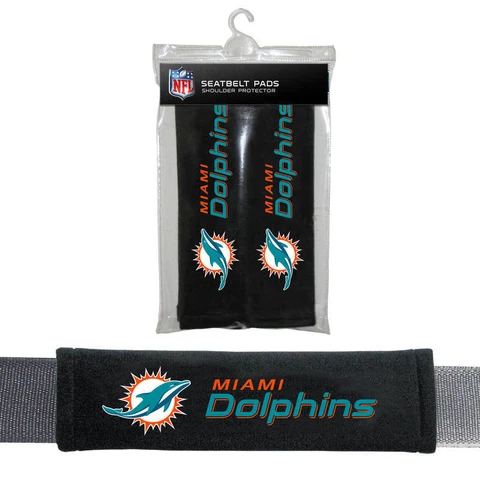 2PC NFL Miami Dolphins Car Truck Bag Seat Belt Pads / Shoulder Pads Covers Cover