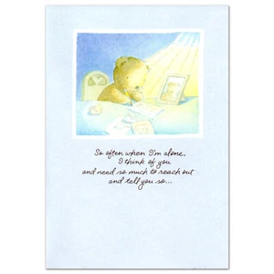 Cute Vintage THINKING OF YOU Card, Teddy Bear Writing by American Greetings + ✉️ - Picture 1 of 5
