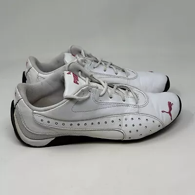 Puma Speed Cat Shoes Womens 7.5 White Pink Leather Rhinestones Sneakers Vintage - Image 1 of 4
