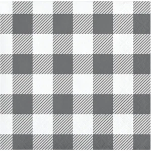 Gray and White Check Beverage Napkins 16 Pack Fall Christmas Plaid Decorations - Picture 1 of 2