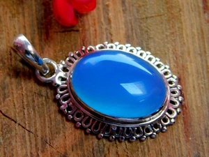 Tribal Inspired Pure 925 Sterling Silver Genuine Silver Pendant With Blue Onyx - Bild 1 von 8