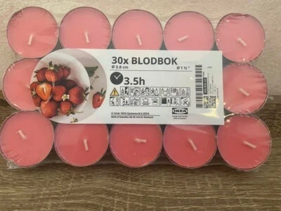 30 BLODBOK Scented tealight, Strawberry/bright pink burning time 3.5hr - Image 1 of 4