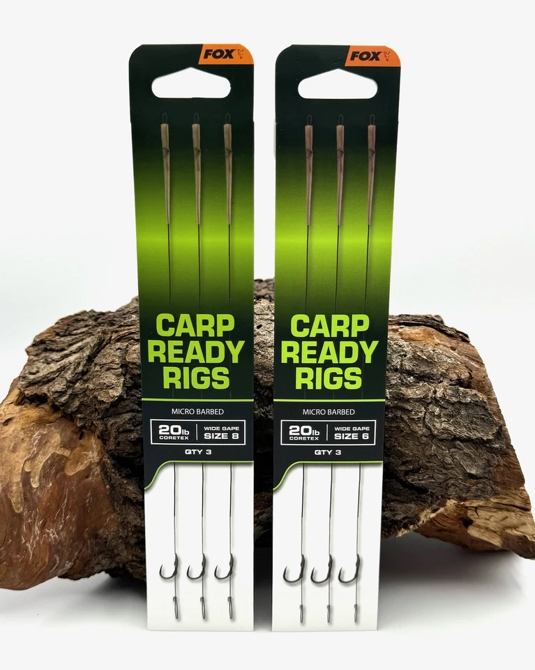 Fox Carp Ready Rigs Micro Barbed Wide Gape Beaked Point Size 4 6 8 3 Karpfenrigs - Bild 1 von 1