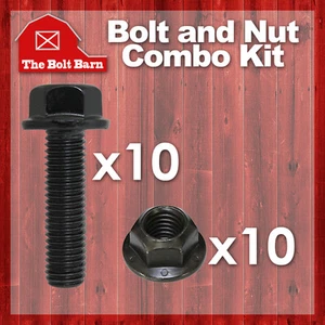 (10) M12-1.75x35 Class 10.9 DIN Hex Flange Bolts &(10) M12-1.75 Flange Lock Nuts - Picture 1 of 3