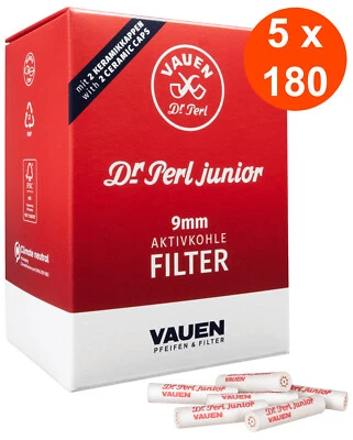 VAUEN Dr. Perl 5 x 180 Pfeifenfilter Aktivkohle 9mm JUMAX - Bild 1 von 3