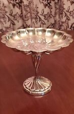 Vintage Silver Plate Pedestal Compote Dish 657 Scalloped Swirl 1883 FB Rogers