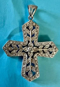 Bellissima croce in argento sterling e cristallo - Foto 1 di 8