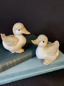 2 Vintage Goose Duck Figurines Homco Japan Porcelain  Tan Cream Gray - Picture 1 of 12