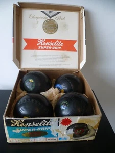 Vintage Set of  Four, Size 6, Medium Weight 'Henselite' 'Super-Grip' Lawn Bowls - Picture 1 of 16