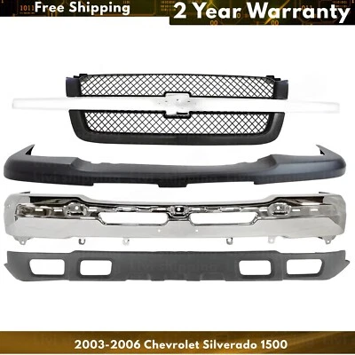 Front Bumper Chrome & Grille Assembly Kit For 2003-2006 Chevrolet Silverado — 第 1/4 张图片