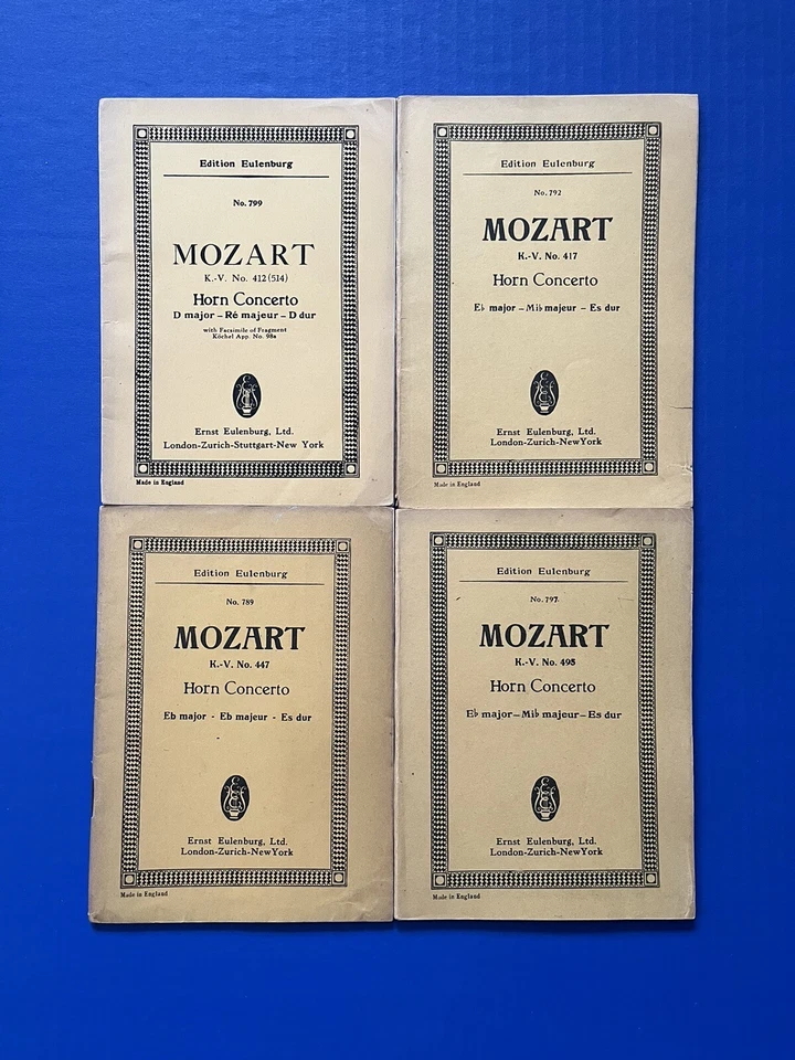 Mozart - Complete Horn Concerti - Eulenburg Miniature Study Score PB VG+ - Image 1 of 4