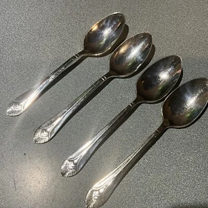 set of 4 MANHATTAN Silverplate Amsilco Glossy Flatware Teaspoon 6 1/8" free sh - Picture 1 of 4