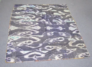 ANTIQUE CENTRAL ASIAN SILK IKAT ADRAS WRAPPING CLOTH  46"x52" NATURAL DYES - Picture 1 of 5