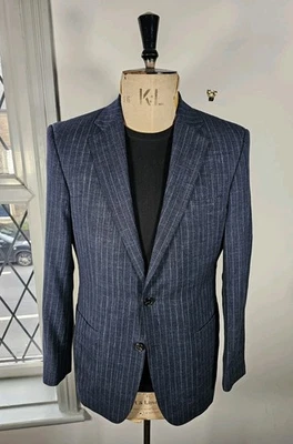 Thomas Pink Loro Piana Summertime Jacket UK 38 Blue Stripe Wool Linen & Silk  - Image 1 of 4