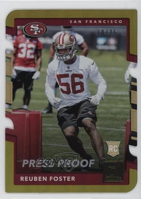 2017 Panini Donruss Rookies Press Proof Gold Die-Cut /25 Reuben Foster Rookie RC - Image 1 of 2