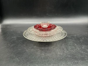 Red & Clear Glassware Lawn Ornament Flower 8 1/2” W - Picture 1 of 9