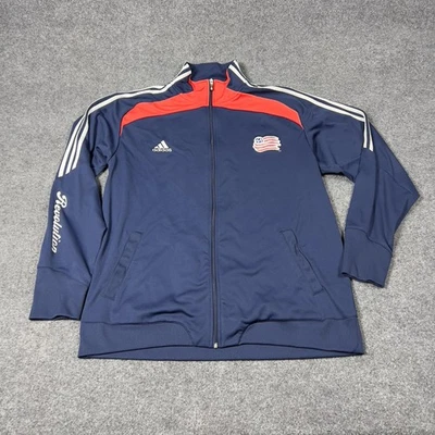 New England Revolution Jacket Mens Navy Red MLS Soccer Track Full Zip Adidas - Image 1 of 4