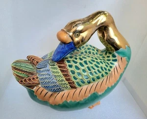Vintage Andrea By Sadek Japanese Porcelain Clay Kutani Goose Mandarin Duck Mint - Picture 1 of 15