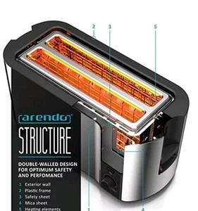Arendo - Frukost 4 slice long slot toaster - double wall housing - Picture 1 of 10