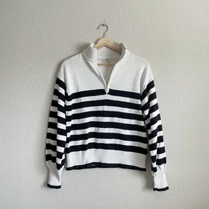 j crew factory sweater medium striped cotton pullover coastal grandma old money - Picture 1 of 8