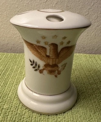 Vintage Patriotic Brown Eagle Porcelain Toothbrush Holder Bathroom Gold Stars Foto 1 de 4