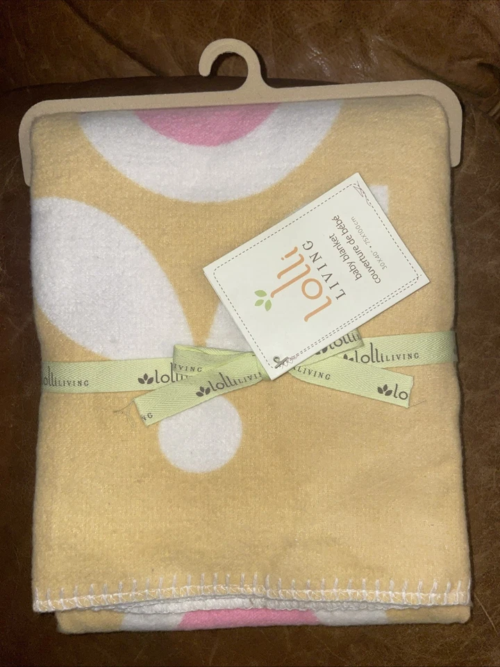 Brushed Cotton Baby Blanket Yellow Pink White Flowers Lolli Living 30x40 - Image 1 of 4
