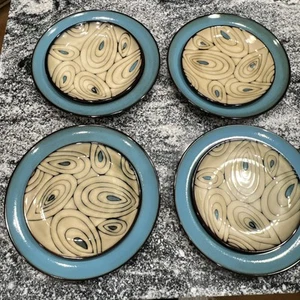 Pier 1 One Teal Reactive Peacock Almuerzo Postre Ensalada Platos de Cena x4 - Imagen 1 de 11