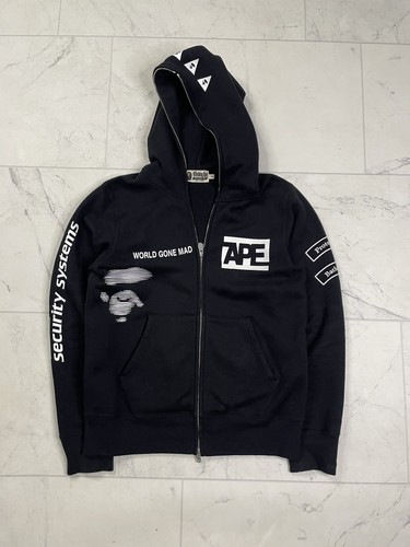 A BATHING APE (BAPE) Felpa con cappuccio e zip intera stampa multipla A Bathing Ape Security taglia small usata in ottime condizioni venditore USA