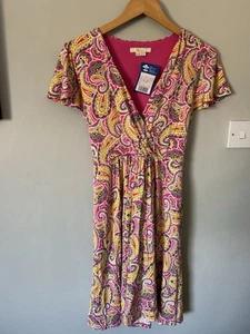Boden Women’s Jersey Pattern Wrap Front Dress With Pockets & Back Tie Size 12P - Picture 1 of 24