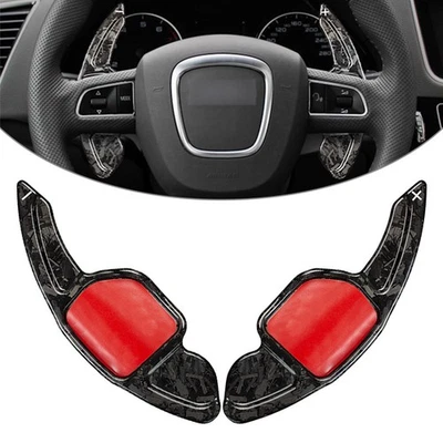 Carbon Fiber Steering Wheel Paddle Shifter Extension Fit Audi A4L A8 S5 S6 09-12 - Image 1 of 4