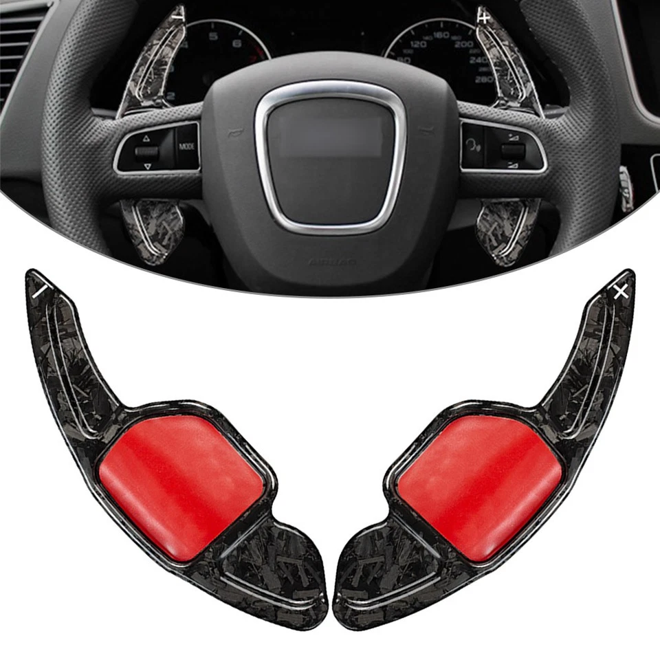 Carbon Fiber Steering Wheel Paddle Shifter Extension Fit Audi A4L A8 S5 S6 09-12 - Image 1 of 4