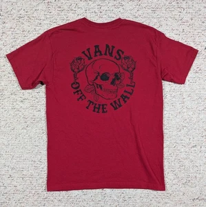 Camiseta Vans Fuera de la Pared Para Hombres MED Rojo Calavera Rosas 2 Caras Gráfico Patín Camiseta - Imagen 1 de 5