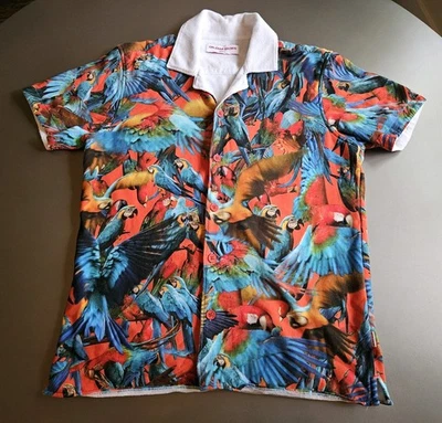 Camisa Orlebar Marrón Travis Toalla Loro Pandemonio Talla Grande Foto 1 de 4