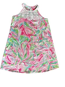 EUC Lilly Pulitzer Girls Mini Pearl Shift Croc My World Shift Dress Pink Sz 12 - Picture 1 of 3