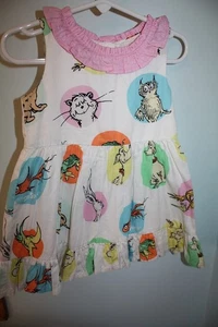 Dr. Seuss Target Size 2T White Pink Ruffle Lined Storybook Cartoon Animals Dress - Picture 1 of 4