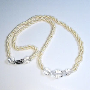 Collar gargantilla vintage perlas de semillas de imitación y cuentas de vidrio transparente 15-1/2" de largo - Imagen 1 de 5