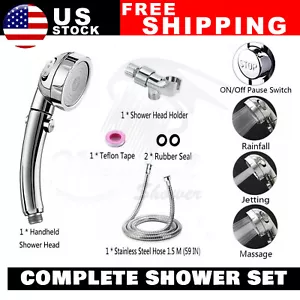 High Pressure Handheld Shower Head With Hose and Bracket (A COMPLETE SHOWER SET) - Picture 1 of 10