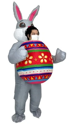 The Easter Bunny Inflatable Costume Outfit Adult Funny Rabbit Cosplay Party Gray - Image 1 of 4
