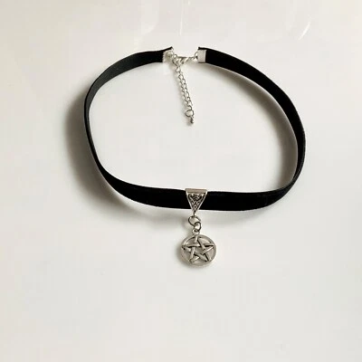 Gargantilha tamanho personalizado colar de pescoço pentagrama joias de veludo gótico punk oculto - Imagem 1 de 3