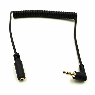 3.5mm 3 Pole Angled Male to 3 Pole female Stereo Audio Aux Coiled Cable Lead - Image 1 of 3