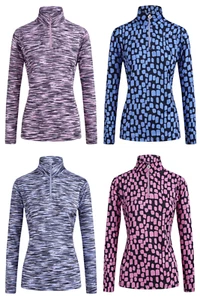 JRB Damen Golf Quarter Zip Mid Layer blau/pink, NEU - Bild 1 von 5
