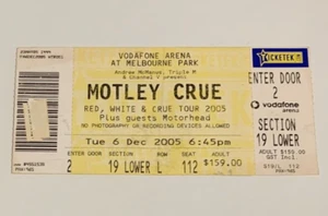 MOTLEY CRUE Red, White & Crue Australian Concert Tour 2005 Ticket Vintage - Picture 1 of 1